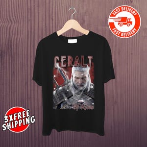 リヴィアのゲラルト ウィッチャーTシャツ：面白いレトロゲームTシャツ