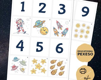 Space Memory Game for Kids: Montessori Matching Activity (Printable PDF Download