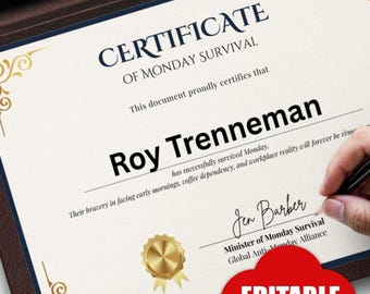 Editable Funny Certificates | Canva Template | Gag Gifts for Friends, Coworkers  / Besties | Procrastination / Life Awards | Printable PDF