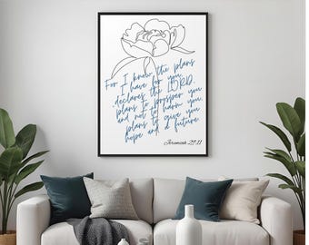 Decoración cristiana moderna para el hogar, impresión digital con versículos bíblicos de moda, arte mural con cita de fe, regalo cristiano imprimible, impresión artística minimalista