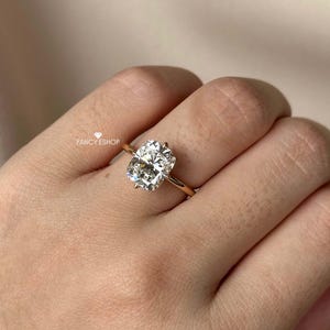 Cushion Lab Grown Diamond Solitaire Ring / IGI Certified E-VVS2 Cushion Cut Lab Diamond / 14k Yellow Gold Engagement Ring