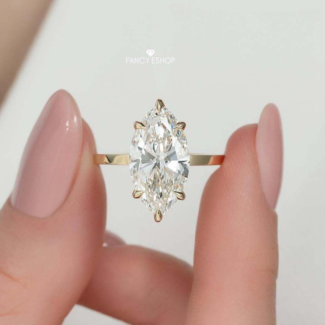 Marquise Cut Lab Grown Diamond Solitaire Engagement Ring – Anniversary ...