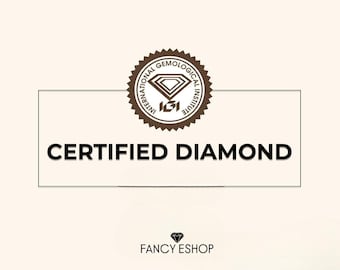 May include: A cream-colored graphic with the text "CERTIFIED DIAMOND" in bold black letters. Above the text is a brown circular emblem with the words "INTERNATIONAL GEMOLOGICAL INSTITUTE". Below the text is the text "FANCY ESHOP".