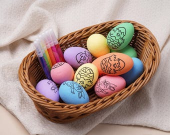 Hand-Painted Easter Eggs,Decorative Eggs,Animal Easter Eggs,Floral Painted Easter Eggs,easter home decor,Easter Gift for Child,Set of 6