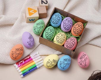 Hand-Painted Easter Eggs,Decorative Eggs,Animal Easter Eggs,Floral Painted Easter Eggs,easter home decor,Easter Gift for Child,Set of 6