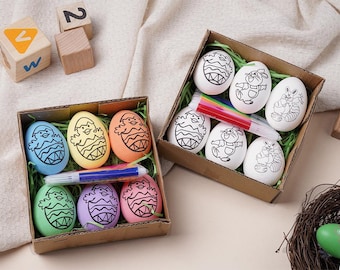 Hand-Painted Easter Eggs,Animal Easter Eggs,Floral Painted Easter Eggs,Decorative Eggs,easter home decor,Easter Gift for Child,Set of 6