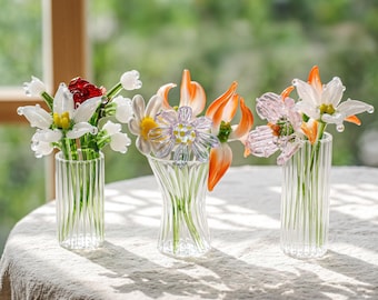 Custom Glass Flower Bouquet, Mini Birth Month Glass Flower & vase, Birth flower gift, Hand Blown Floral Keepsake, Birthday gift for her