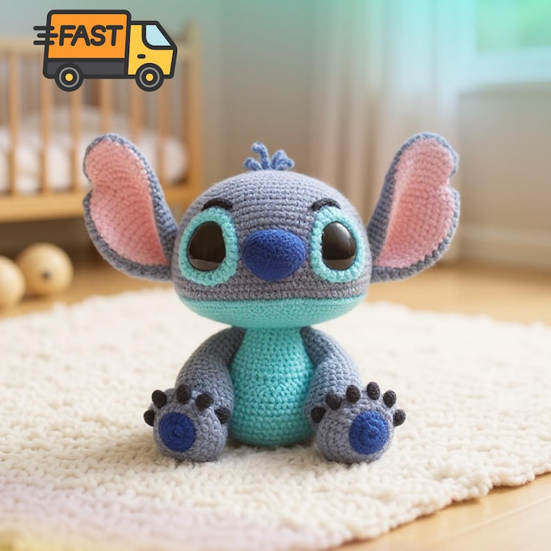 Crochet Disney Stitch Plushie Amigurumi Doll : Soft Nursery Decor,