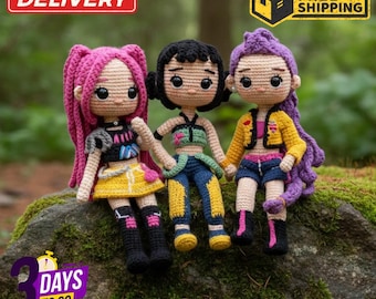 Muñecas de K-pop hechas a mano a crochet, peluches de Rumi Mira Zoey, juguetes estilo streetwear