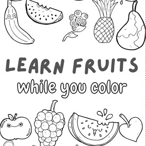 Obst Malbuch für Kinder | Digitaler Download PDF Aktivitätsseiten