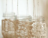 Set of 3 Crochet Lace Mason Jar Hangers