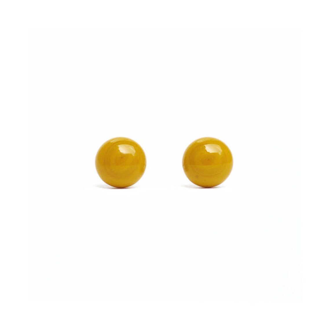 Yellow Stud Earrings Mustard Yellow Glass Stud Earrings 75 Etsy