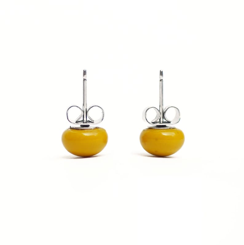 Yellow Stud Earrings Mustard Yellow Glass Stud Earrings 75 Etsy