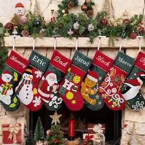 Personalized Christmas Stockings: Vintage Velvet Style, 3D Embroidered with Piping, Holiday Decor