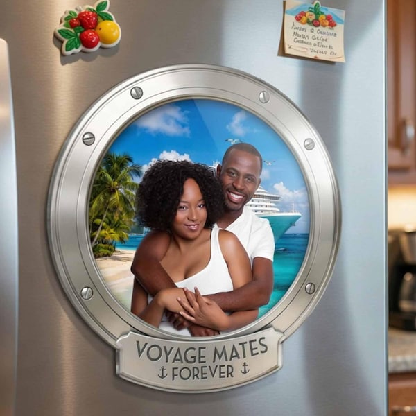Custom Couple Photo Cruise Ship Door Acrylic Magnet, Cruise Partners For Life, Personalized Photo Cruise Magnet Gifts For Husband And Wife