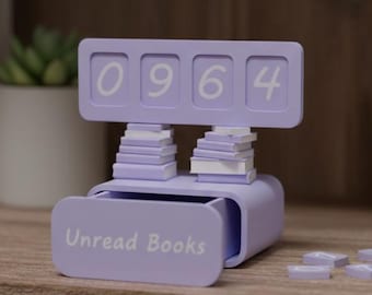 Contador de libros impreso en 3D con texto y color personalizados, rastreador de lectura personalizable, regalo personalizado para amantes de los libros, decoración de estanterías