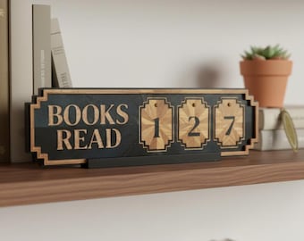 Custom Color Books Read Tracker, Retro Style Counter Books Read This Year, Personalized Book Lovers Gift, Bookshelf Decor