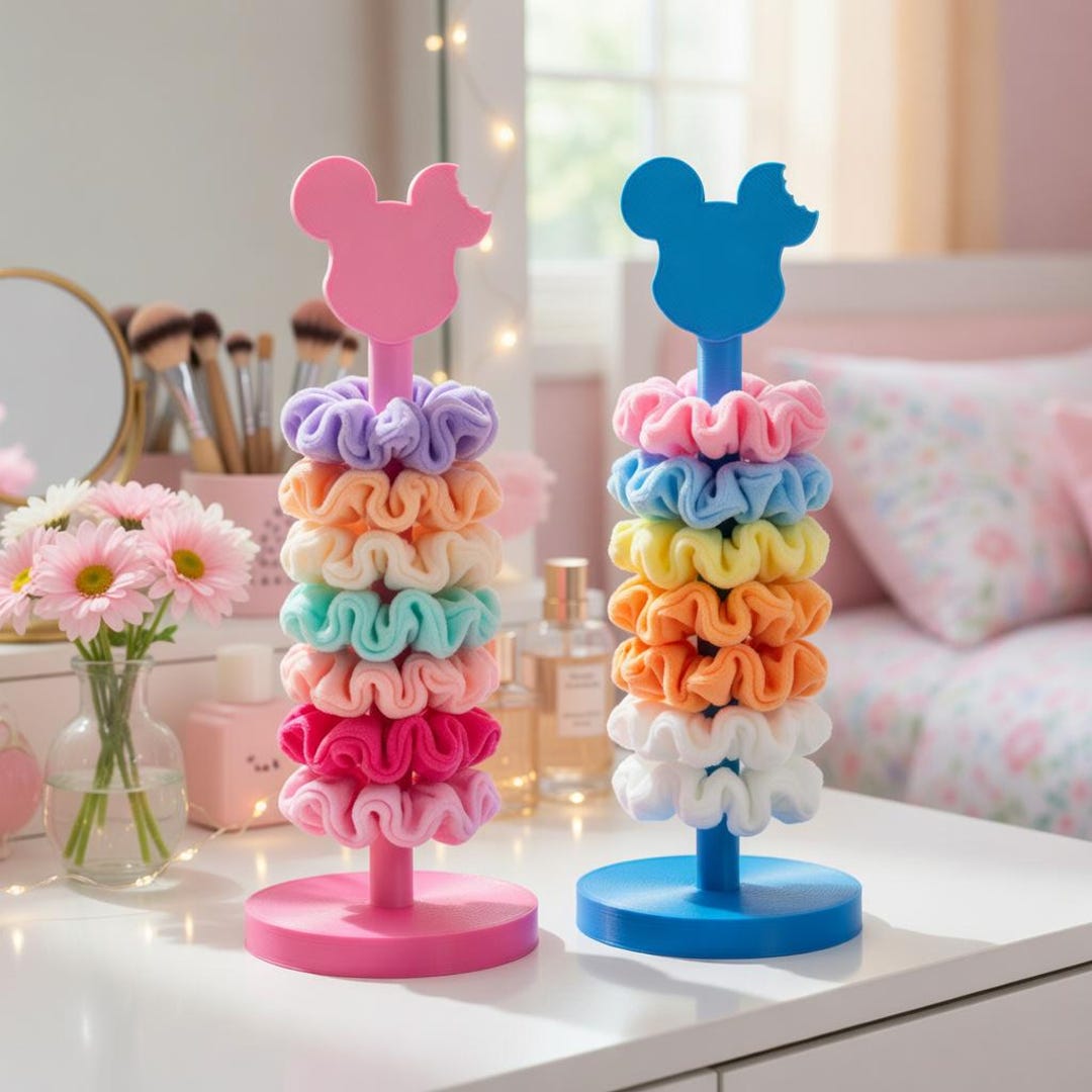 Scrunchie Racks Mickey Ice Cream Hair Tie Organizer Rack, 3D Printed Jewelry Display ...