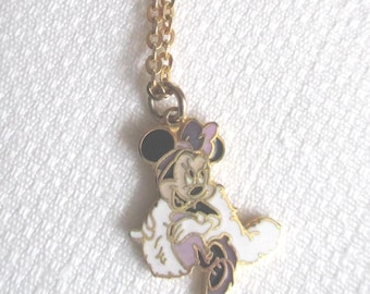 Girl's Necklace Minnie Mouse Charm Goldtone Disney Vintage Costume Jewelry