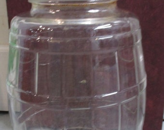 Glass Pickle Jar Original Red Wooden Handle Antique Vintage Collectibles