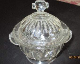 EAPG Westmorland 1904 Derby Glass Sugar Bowl and Lid Antique Vintage Collectible Glass