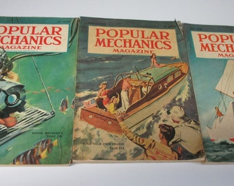 Three Popular Mechanics Magazines 1948 March May July Advertisements How To Boat Building Tools Diagrams Trains Furniture Household Repairs