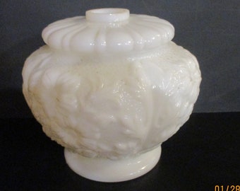 Milk Glass Lamp Body Base Vintage Raised Flowers Pattern Repair Supplies Hurricane