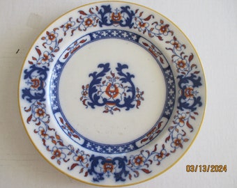 Antique Minton Dinner Plate 19th Century Blue White Porcelain Dish Made in England Signed Numbered
