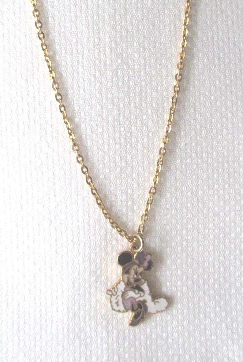 Collar para niña con dije de Minnie Mouse, tono dorado, joyería vintage de Disney imagen 3
