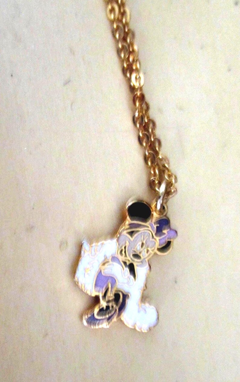 Collar para niña con dije de Minnie Mouse, tono dorado, joyería vintage de Disney imagen 2
