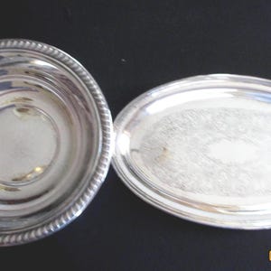 Silver Plate Tray Server Wine Coaster Bowl F B Rogers Holiday Entertaining Wedding