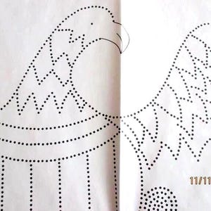 May include: A detailed dot-to-dot illustration of an eagle, featuring a detailed outline of the bird's head and wings. The image is on a white background, with the date 11/11/2023 in the lower right corner. This is a craft or activity item.