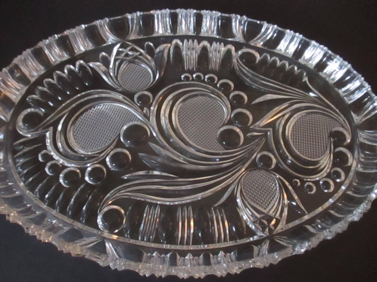 Oval Glass Platter Lead Crystal Platters Dish Tray Decorative Etsy