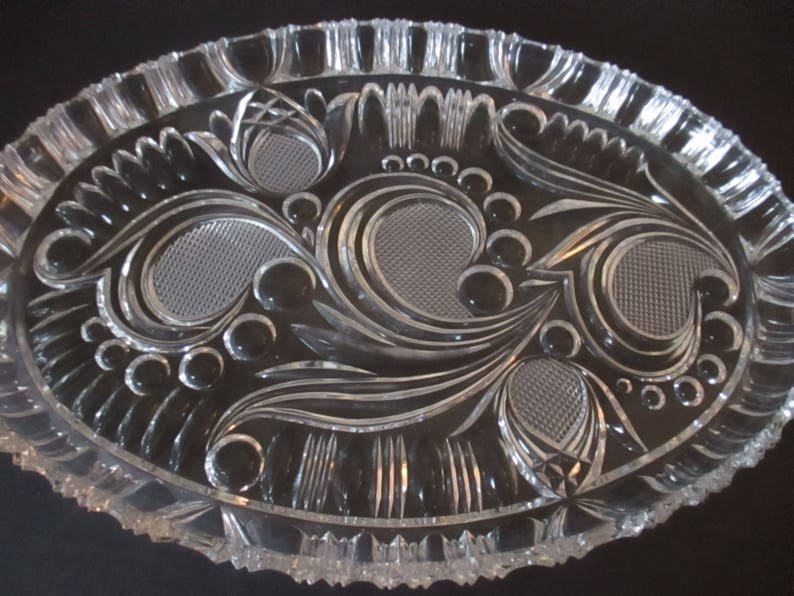 Oval Glass Platter Lead Crystal Platters Dish Tray Decorative Etsy