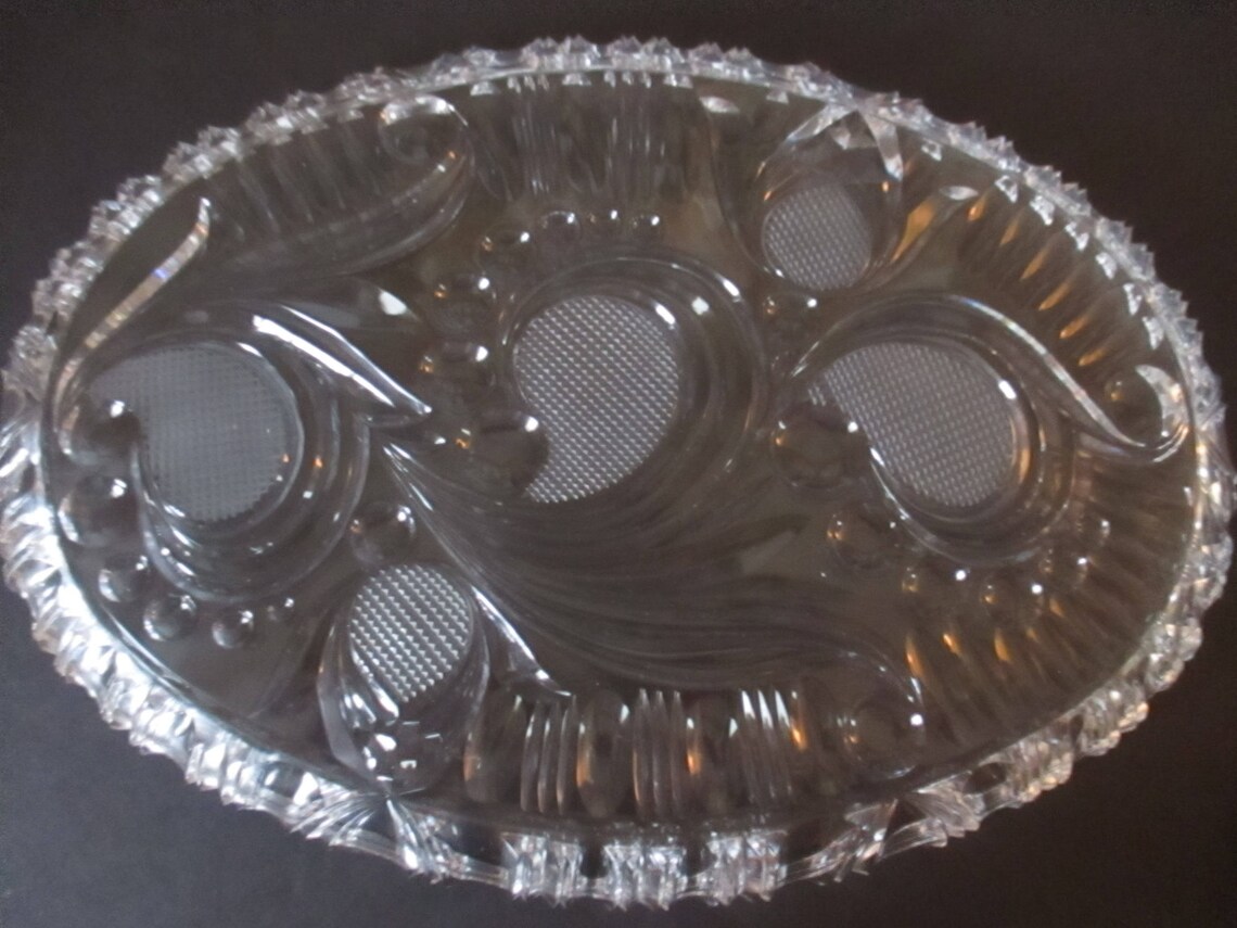 Oval Glass Platter Lead Crystal Platters Dish Tray Decorative Etsy