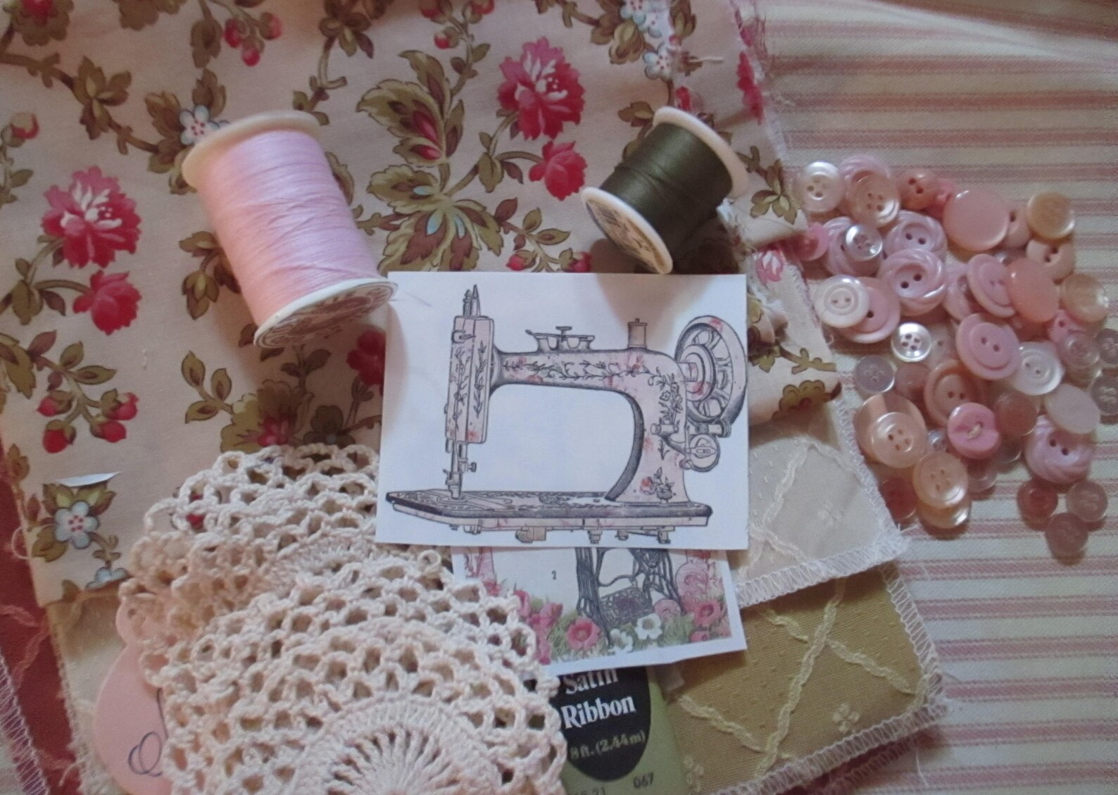 Sewing Notions Sewing Kits Fabrics Buttons Pink Ribbon Pinks Etsy