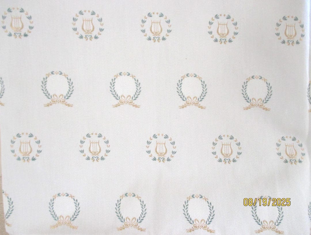 Laurel Wreath & Lyre Harp Upholstery Fabric 2 Lengths Pillow