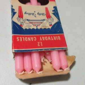 Vintage Birthday Candles Candle Craft Inc Betty Bolling Retro Party Supplies 8 Pink Cake Toppers Original Art Deco Box
