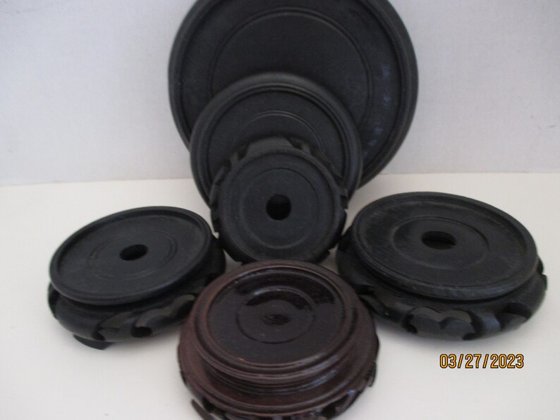 Six Assorted Wooden Lamp Vase Bases Vintage Display Pedestals Etsy