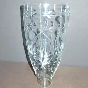 Vintage Etched Glass Sconce Chimney Replacement Part Home Decor Wall Lighting 8 1/2&quot;T