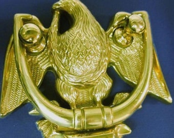 Solid Brass Eagle Door Knocker Vintage Classic Americana Front Door Hardware Deco