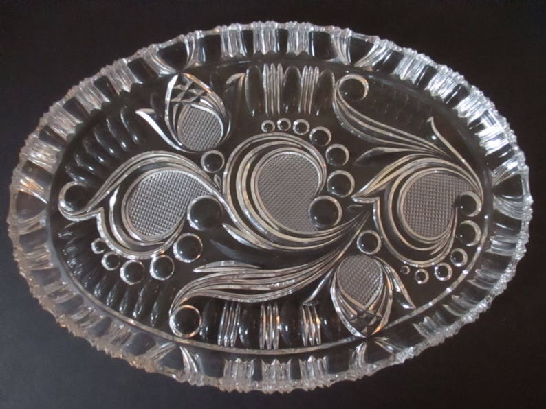 Oval Glass Platter Lead Crystal Platters Dish Tray Decorative Etsy