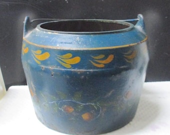 Cubo de hierro fundido antiguo pintado a mano Holland's No 4 Erie PA