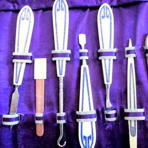 Antique Art Deco Manicure Set: Leather Case, Bakelite Tools
