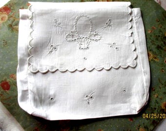 Vintage White Lingerie Bag Embroidered Mother's Day Gift