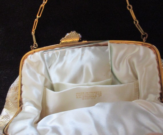Brocade Evening Bag Gold Wrist Chain Strap Vintag… - image 5