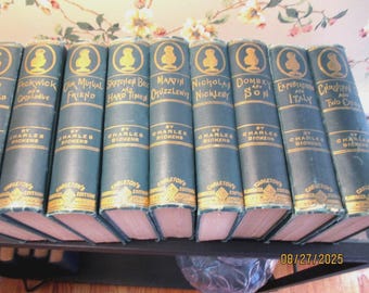 Antique Charles Dickens Hardcover Books Sketches Boz and Hard Times Expectations Pickwick G W Carleton Editions