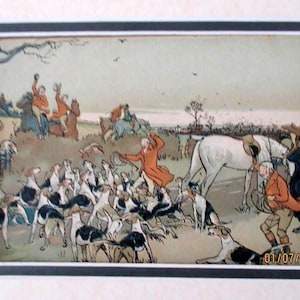 Cecil Aldin The Fallow Field Hunt The Death Vintage Art Chromolithograph Matted Hunting Scene