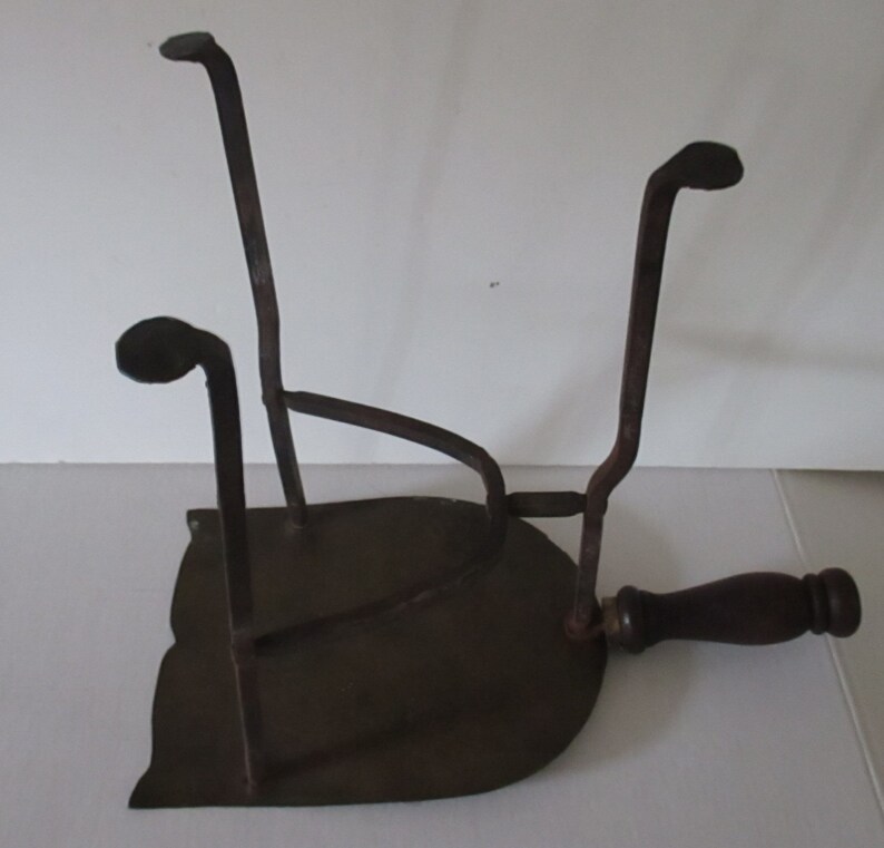 Kettle Stand Antique Vintage Brass Hand Wrought Iron Hearth Etsy