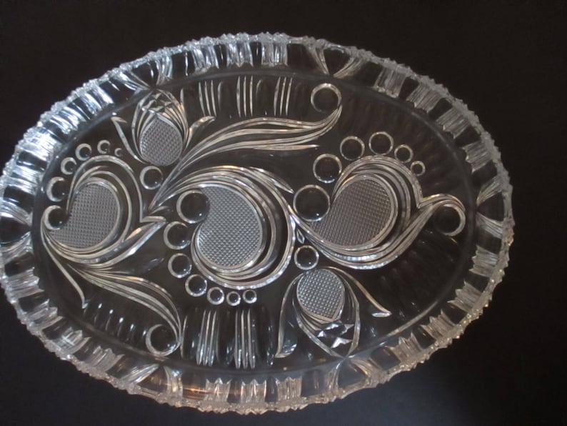 Oval Glass Platter Lead Crystal Platters Dish Tray Decorative Etsy